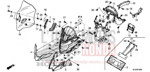 COUVERCLE SUPERIEUR/PARE-BRISE CB500XAG de 2016